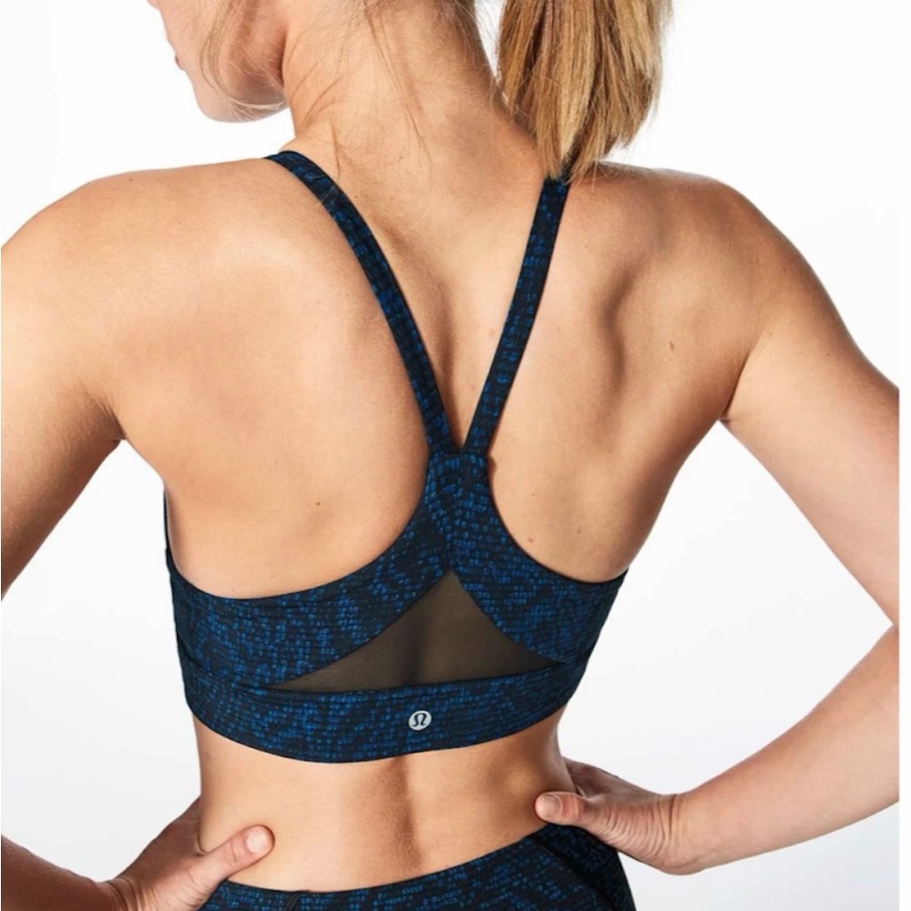 lululemon athletica Navy Blue Patterned Strappy Sports Bra